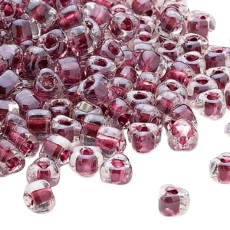 Miyuki Triangle Seed Beads: Clear Color Lined Wine TR1118, 4mm, ~22g tube