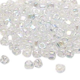 Miyuki #5 (4mm) Triangle Glass Seed Beads: iris clear, TR1151, ~22 g tube