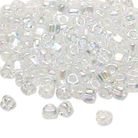 Miyuki #5 (4mm) Triangle Glass Seed Beads: iris clear, TR1151, ~22 g tube