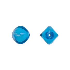 Czech Pressed Glass Beads: 12mm Opaque White, Blue Lined, 8" Strand (18pcs)