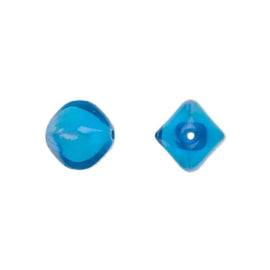 Czech Pressed Glass Beads: 12mm Opaque White, Blue Lined, 8" Strand (18pcs)