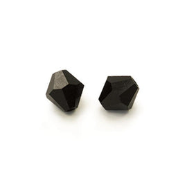 Crystal beads: Preciosa Ornela, 4 mm bicone, jet black, Czech crystal, 7" strand, ~44 beads.
