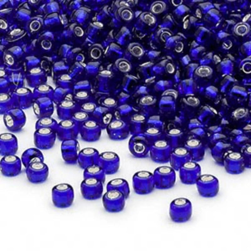 Cobalt Blue Seed Beads: Size 8/0 Silver Lined Glass, Matsuno Dyna-Mites (100g Bulk)