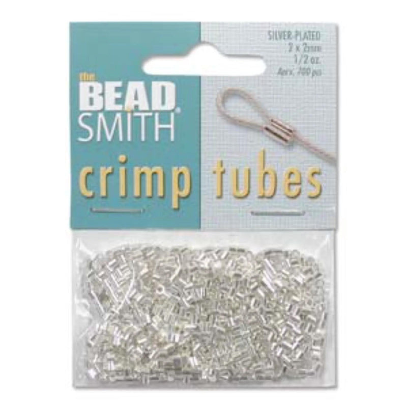 Silver Plated Crimp Tubes: 2mm, Bead Smith, Jewelry Making (~400 pcs), TCB20S-B