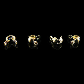 Gold Plated Clamshell Bead Tips w/ 2 Loops: Jewelry Cord End Caps, 36pcs