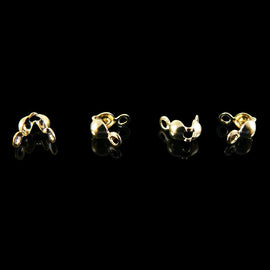 Gold Plated Clamshell Bead Tips w/ 2 loops: Jewelry Cord Ends, 4mm (144 Pcs)