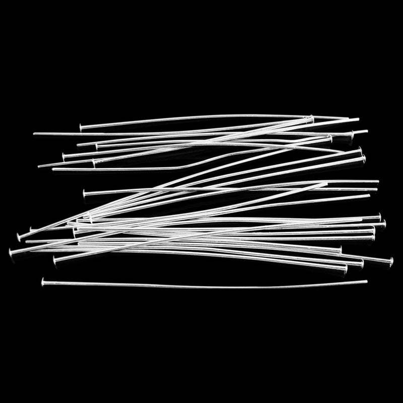 Silver Plated Headpins: 2.25" Flat Head, 21 Gauge (144 pcs)