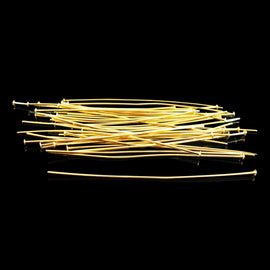 Gold Plated Headpins: 2.25" Long, 21 Gauge, 144 pcs
