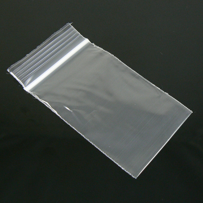 Reclosable zip top storage bags: 2" W x 3" L, clear polyethylene, 2 mil thick, 100 bags