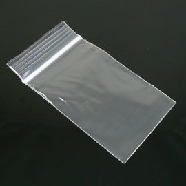 Reclosable zip top storage bags: 2" W x 3" L, clear polyethylene, 2 mil thick, 100 bags