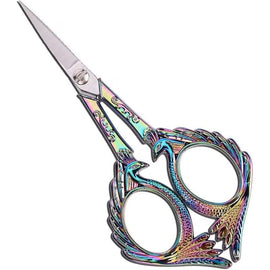 4.67" vintage style, multicolor peacock, stainless steel embroidery scissors