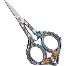 Retro Peacock Embroidery Scissors: Rainbow, Stainless Steel, 5