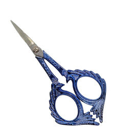 Retro Peacock Embroidery Scissors: Variegated Blue Stainless Steel, 5"