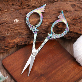 4.67" vintage style, multicolor peacock, stainless steel embroidery scissors
