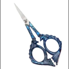 Retro Peacock Embroidery Scissors: Variegated Blue Stainless Steel, 5