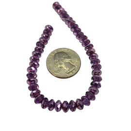 Violet Metallic Ice Faceted Czech Glass Rondelles, 4x7mm, 7" Strand (~42 beads)