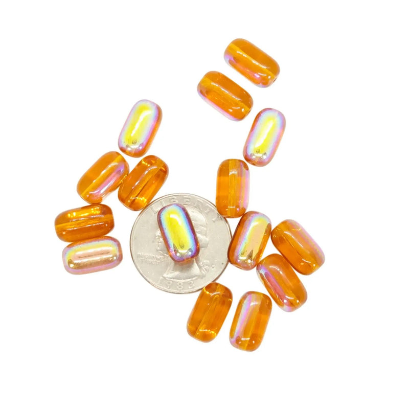 AB Topaz Czech Glass Capsule Beads: 12mm, 8" Strand
