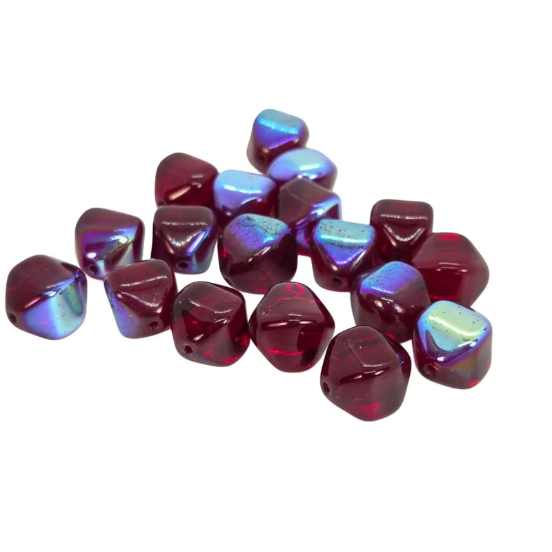 Red AB Czech Glass Beads: 12mm Oval, 8" Strand (18pcs)