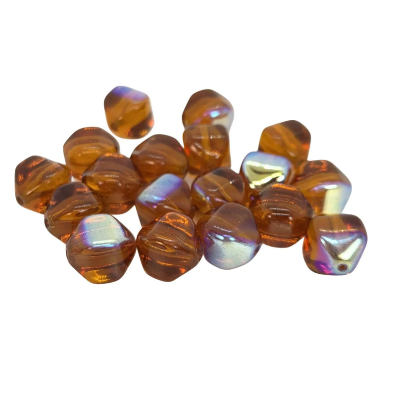 Topaz AB Czech Glass Beads: 12mm Oval, 4-Sided 8" Strand (18pcs)
