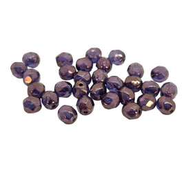 Preciosa Faceted Glass Beads: 6mm Purple & Gold, Czech Fire Polished (30 beads)