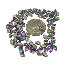 DiamonDuo Prismatic Watermelon Punch Glass Beads: Pink, Green, Clear (12 g, ~80 beads)