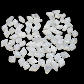 DiamonDuo Beads: White Alabaster 5x8mm Faceted Geometric Glass for Jewelry Making (12g)