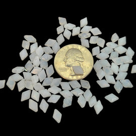 DiamonDuo Beads: White Alabaster 5x8mm Faceted Geometric Glass for Jewelry Making (12g)