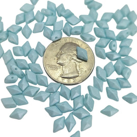 DiamonDuo Beads: Aqua Glow in the Dark Faceted Geometric 2-Hole Glass Beads 5x8mm, (12g)