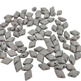 DiamonDuo Glass Beads: Matte Concrete Grey 5x8mm, 2 hole beads (12g)