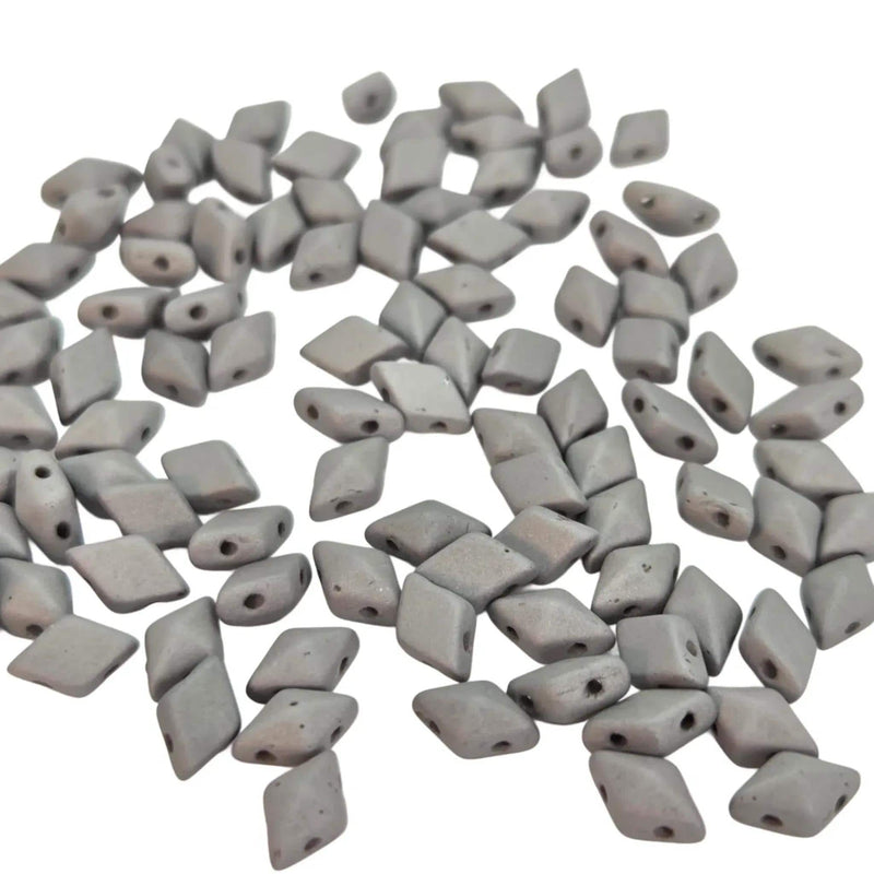 DiamonDuo Glass Beads: Matte Concrete Grey 5x8mm, 2 hole beads (12g)