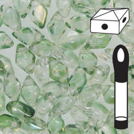 DiamonDuo Beads: Lumi Mint, 5x8mm 2 hole, glass (12 g, ~80 beads)