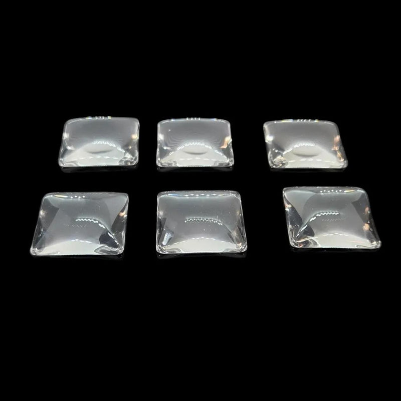 25mm Clear Glass Square Cabochons, Flat Back Photo Jewelry Tiles, 5-6mm Thick, 25 pcs