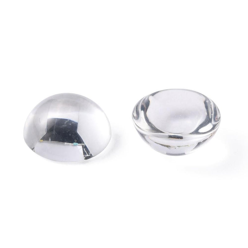 Clear Glass Cabochons: Half Round, 12mm (100 pcs)