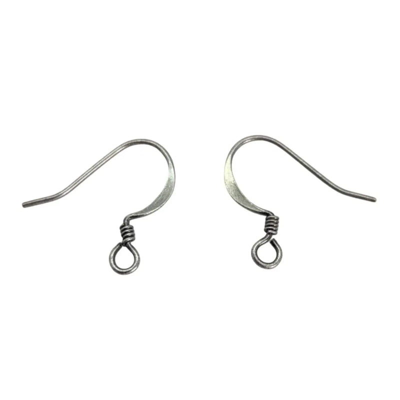 Antiqued Silver Plated Fishhook Ear Wires: Nickel Free, Coil Embellishment (18mm H), 48 pcs.