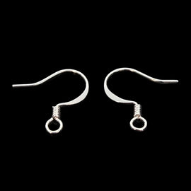 Silver Plated Fishhook Earwires with Coil: 16mm, Nickel Free (48 pcs)