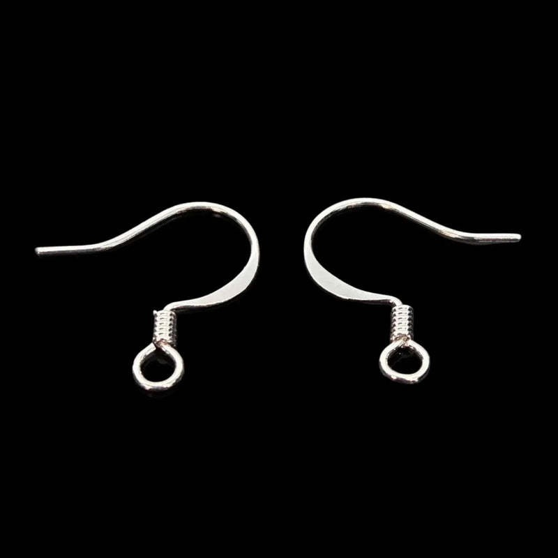 Silver Plated Fishhook Earwires with Coil: 16mm, Nickel Free (48 pcs)