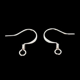 Silver Plated Fishhook Earwires with Coil: 16mm, Nickel Free (48 pcs)