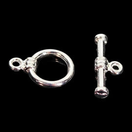 Clasps: 17 mm H x 15 mm W, toggle, silver plated metal, 12 pcs.