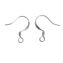 Fishhook earwires: 16 mm H, beautifully styled, nickel free, silver plated metal w/ coil, 144 pcs. (72 pair)