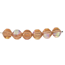 Peach AB Czech Glass Beads: 12mm Oval, 4-Sided 8" Strand (18pcs)