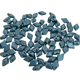 DiamonDuo Beads: Pastel Blue Zircon Faceted Geometric 2-Hole Glass Beads 5x8mm, (12g)