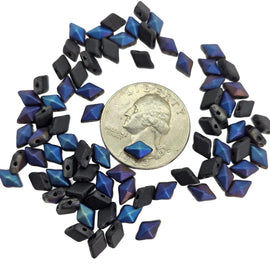 DiamonDuo Matte Jet Azuro Glass Beads: 5x8mm, Black, Blue, Pink, Gold (12g)