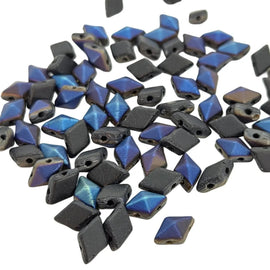 DiamonDuo Matte Jet Azuro Glass Beads: 5x8mm, Black, Blue, Pink, Gold (12g)
