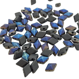 DiamonDuo Matte Jet Azuro Glass Beads: 5x8mm, Black, Blue, Pink, Gold (12g)