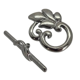 Black Oxide Vine and Leaf Toggle Clasps (25 mm x 19 mm), 2 clasps