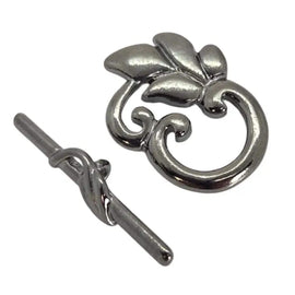 Black Oxide Vine and Leaf Toggle Clasps: 25x19mm, Jewelry Making Supplies, 12 pcs