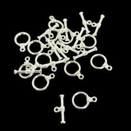 Clasps: 17 mm H x 15 mm W, toggle, silver plated metal, 12 pcs.