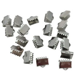 Bulk Stainless Steel Ribbon Crimp Ends: 8.5mm, 144 pcs