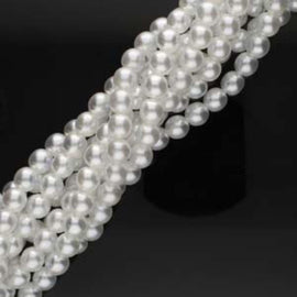 Glass pearl beads: 4 mm luster white, 18" strand, 120 beads