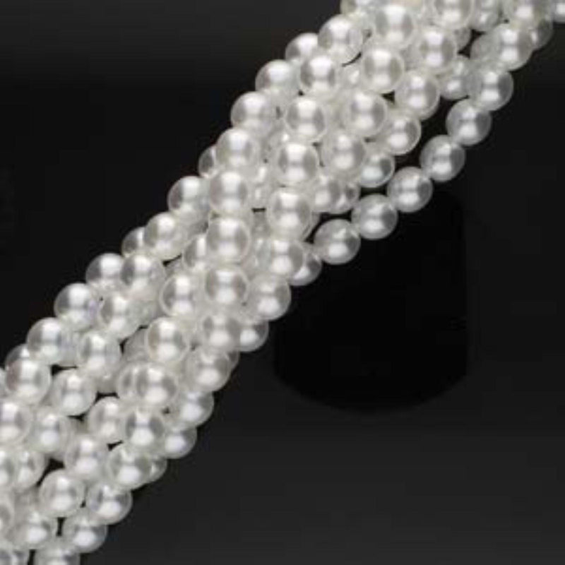 Glass pearl beads: 4 mm luster white, 18" strand, 120 beads